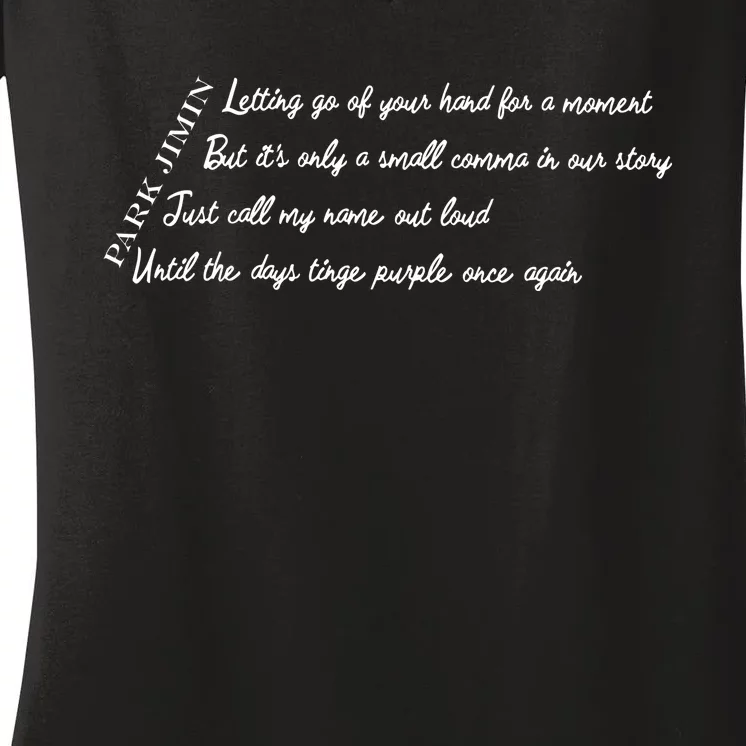 Closer Than This Lyrics Printed Park Jimin Women's V-Neck T-Shirt