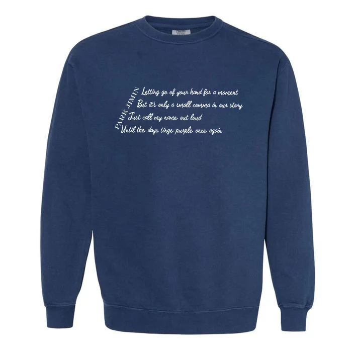 Closer Than This Lyrics Printed Park Jimin Garment-Dyed Sweatshirt