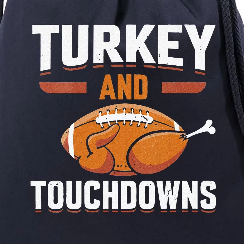 Cute Thanksgiving Turkey And Touchdowns Football Funny Drawstring Bag