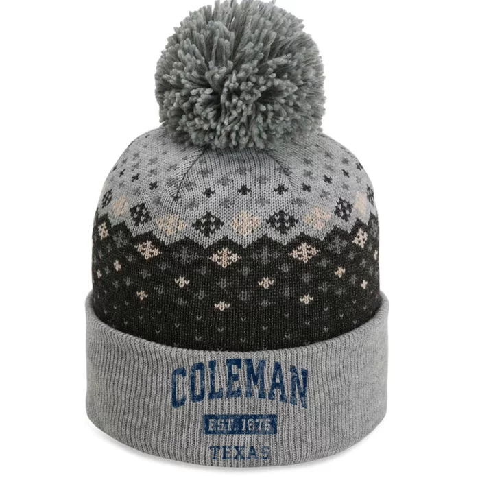 Coleman Texas Tx Vintage Sports Established The Baniff Cuffed Pom Beanie