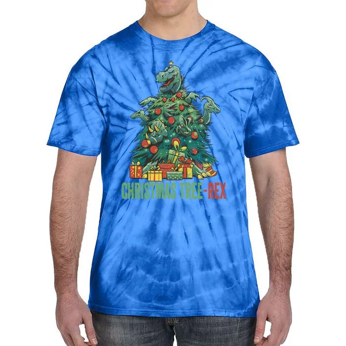 Christmas Tree Trex Christmas Cool Gift Tie-Dye T-Shirt