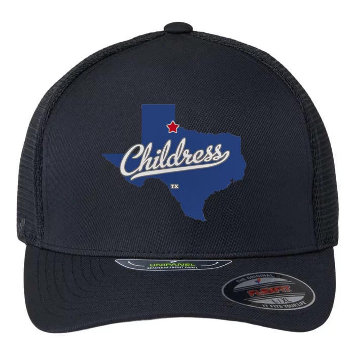 Childress Texas TX Map Flexfit Unipanel Trucker Cap