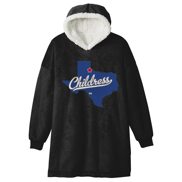 Childress Texas TX Map Hooded Wearable Blanket