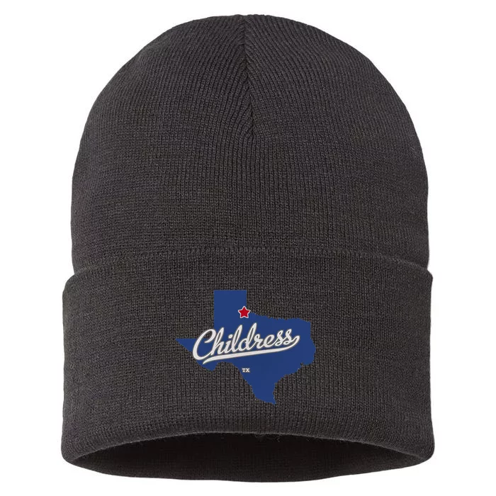 Childress Texas TX Map Sustainable Knit Beanie