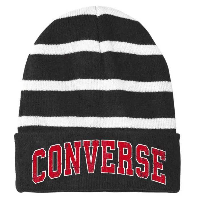 Converse Texas TX Vintage Sports Design Red Design Striped Beanie with Solid Band