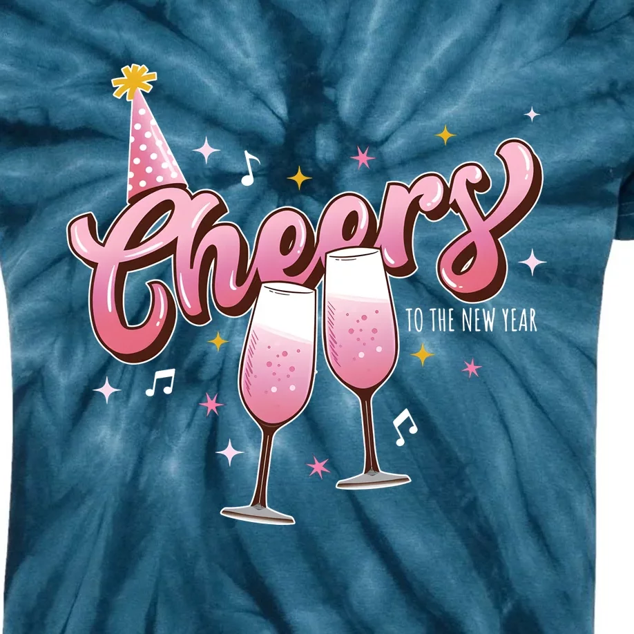 Cheers To The New Year 2024 Happy New Year Drinking Team Kids Tie-Dye T-Shirt