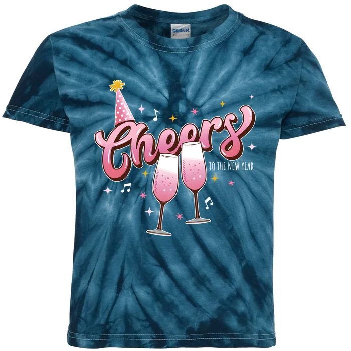 Cheers To The New Year 2024 Happy New Year Drinking Team Kids Tie-Dye T-Shirt