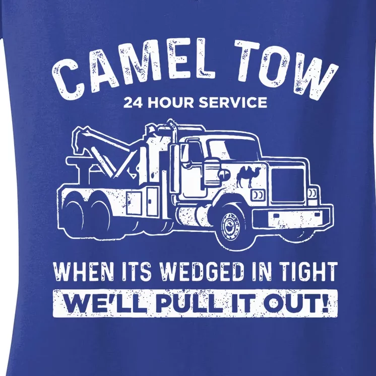 Camel Towing Tow Truck Humor Camel Towing Women's V-Neck T-Shirt