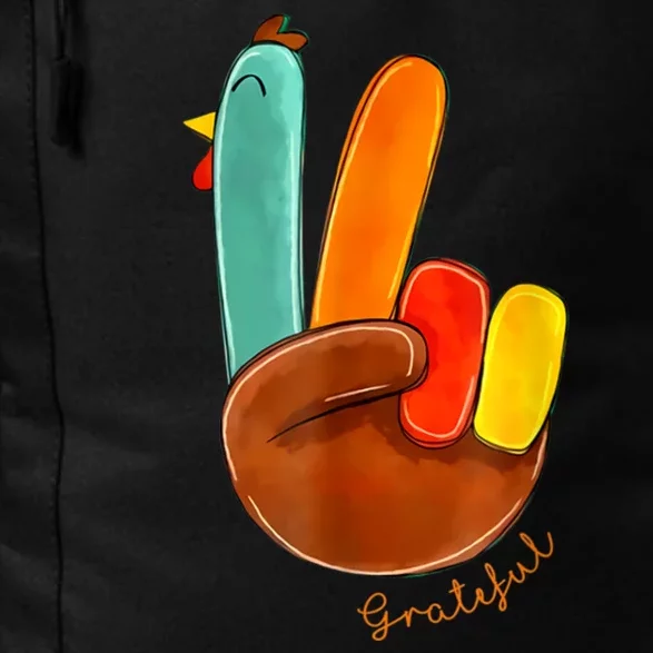 Cute Thanksgiving Turkey Peace Sign Grateful Daily Commute Backpack