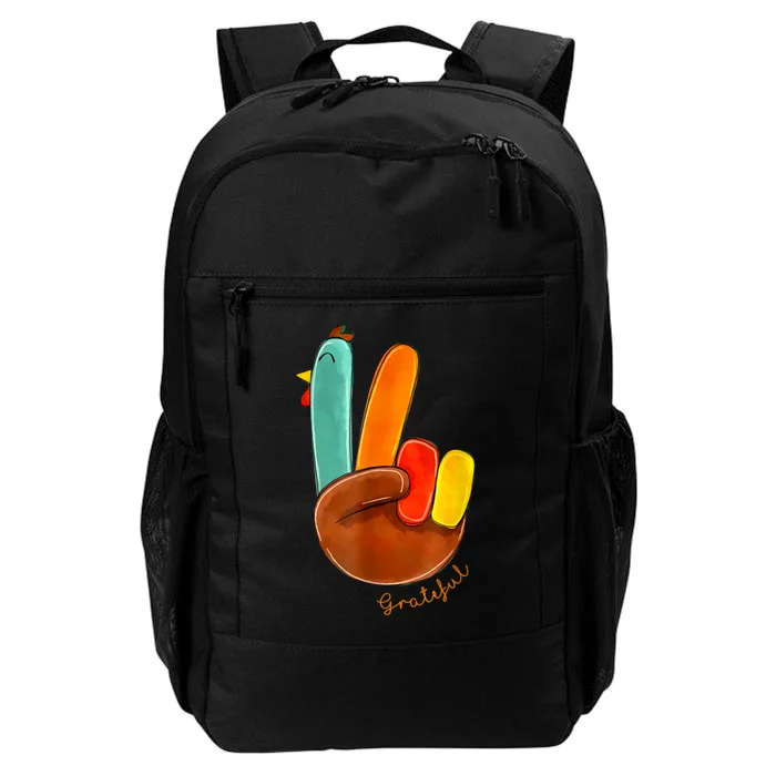 Cute Thanksgiving Turkey Peace Sign Grateful Daily Commute Backpack