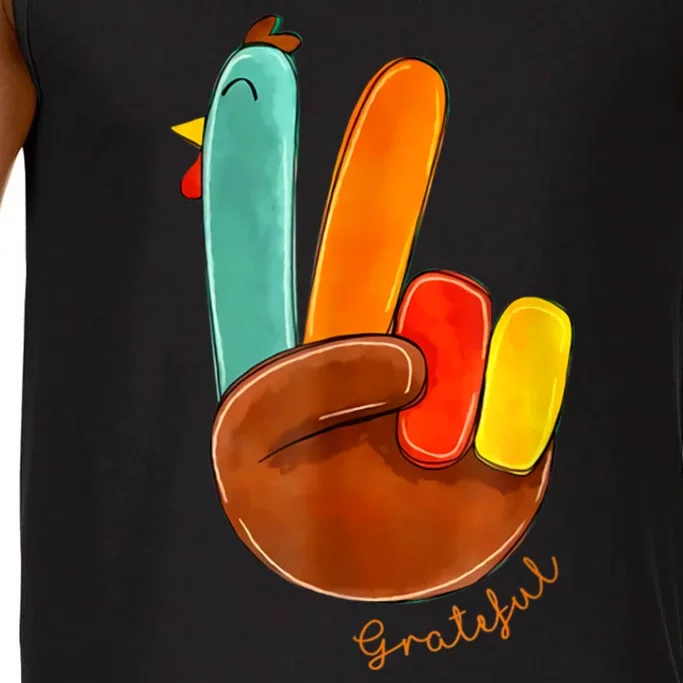 Cute Thanksgiving Turkey Peace Sign Grateful Comfort Colors® Tank Top