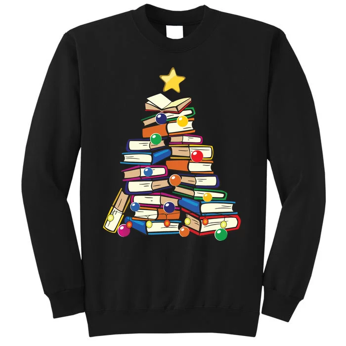 Christmas Tree Teachers Love Reading Books Librarian Nerds Tall Sweatshirt