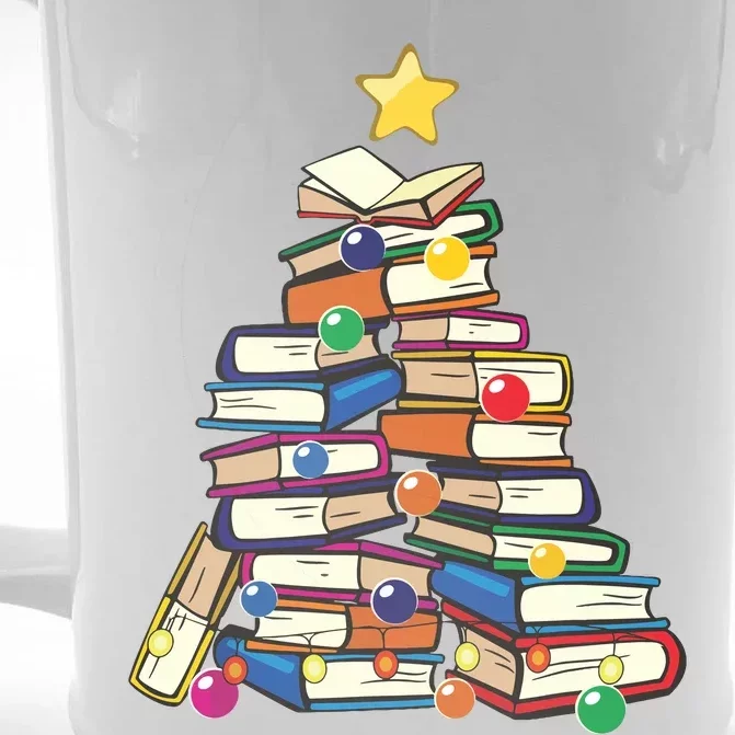 Christmas Tree Teachers Love Reading Books Librarian Nerds Front & Back Beer Stein