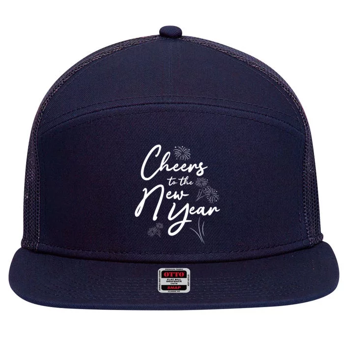 Cheers To The New Year New Years Meaningful Gift 7 Panel Mesh Trucker Snapback Hat