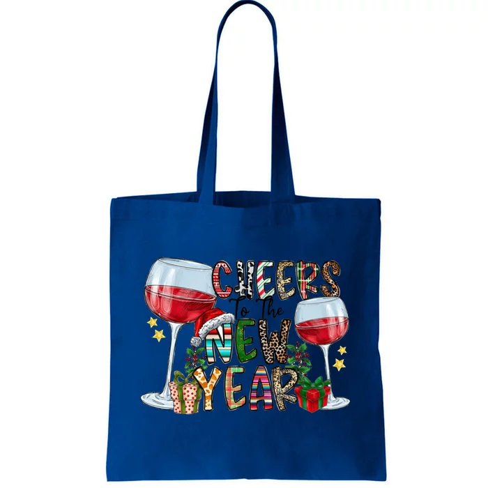 Cheers To The New Year Christmas Santa Hat Wine Lover Meaningful Gift Tote Bag