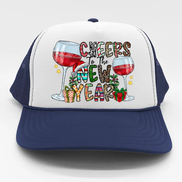 Cheers To The New Year Christmas Santa Hat Wine Lover Meaningful Gift Trucker Hat