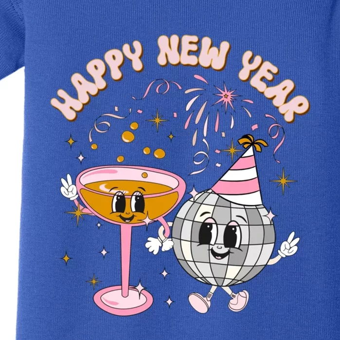 Cheers To The New Year Happy 2024 Retro Groovy Disco Balls Gift Baby Bodysuit