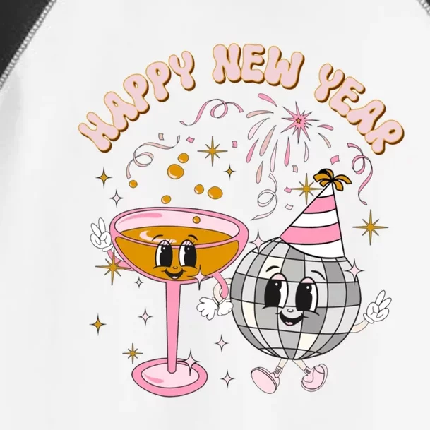 Cheers To The New Year Happy 2024 Retro Groovy Disco Balls Gift Toddler Fine Jersey T-Shirt