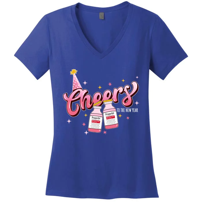 Cheers To The New Year Icu Nurse 2024 Happy New Year Nurse Meaningful Gift Women's V-Neck T-Shirt