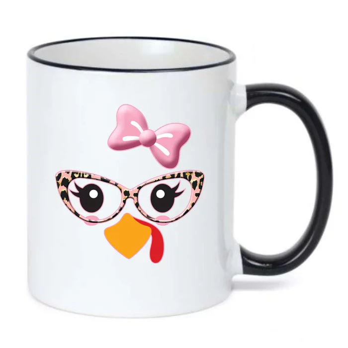 Cute Thanksgiving Turkey Girl Black Color Changing Mug