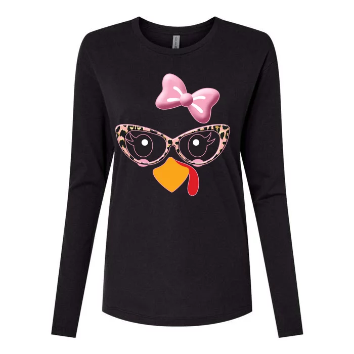 Cute Thanksgiving Turkey Girl Womens Cotton Relaxed Long Sleeve T-Shirt