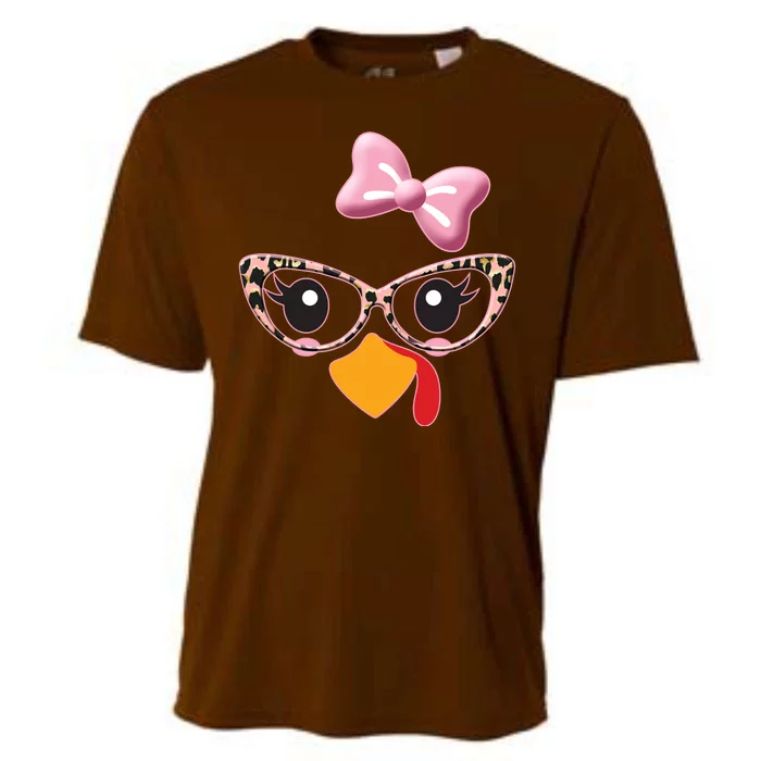 Cute Thanksgiving Turkey Girl Cooling Performance Crew T-Shirt