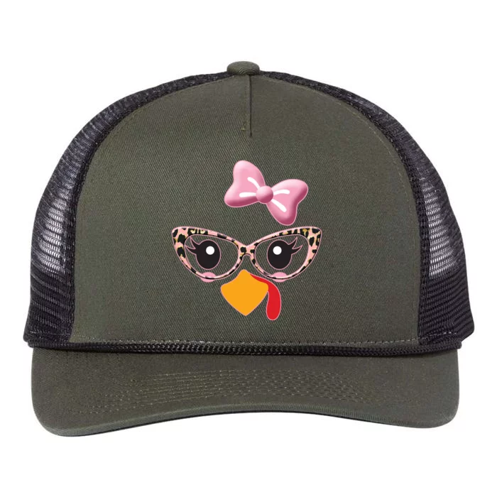 Cute Thanksgiving Turkey Girl Retro Rope Trucker Hat Cap