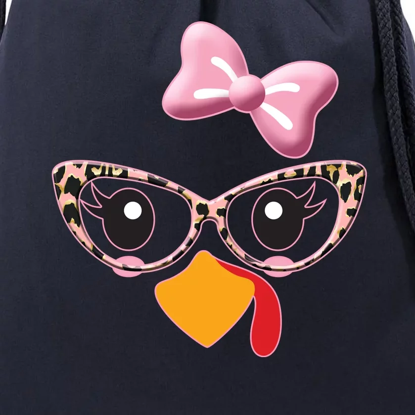 Cute Thanksgiving Turkey Girl Drawstring Bag