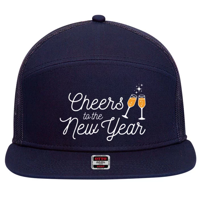 Cheers To The New Year New Years Gift 7 Panel Mesh Trucker Snapback Hat