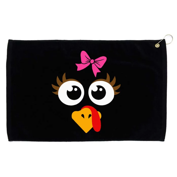 Cute Thanksgiving Turkey Face Turkey Day Grommeted Golf Towel