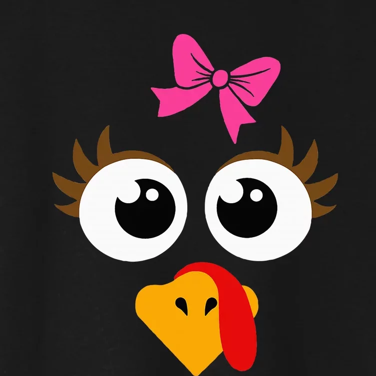 Cute Thanksgiving Turkey Face Turkey Day Women's Crop Top Tee