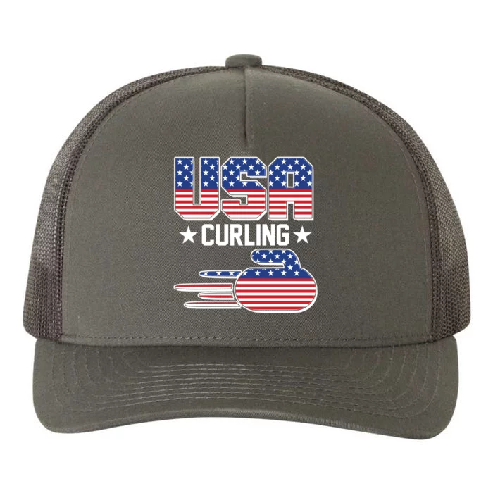 Cool Team USA Curling Flag Logo Sports Fan Yupoong Adult 5-Panel Trucker Hat