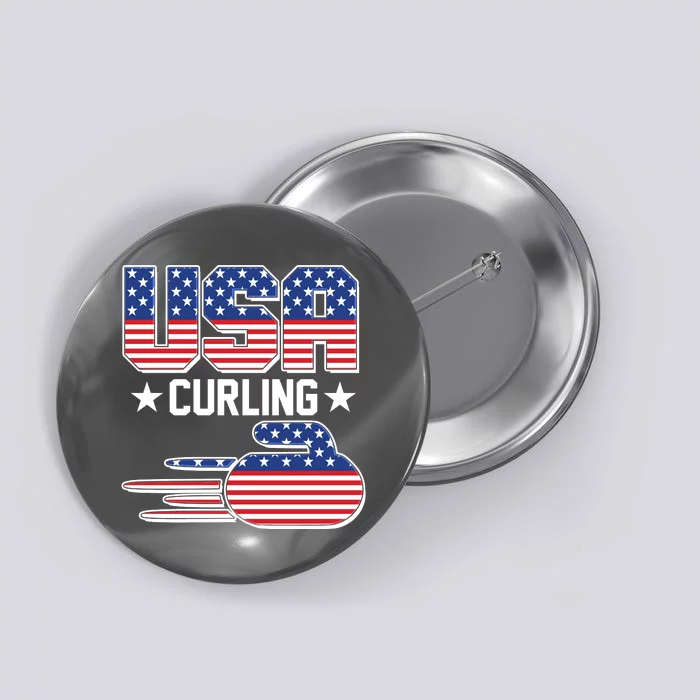 Cool Team USA Curling Flag Logo Sports Fan Button