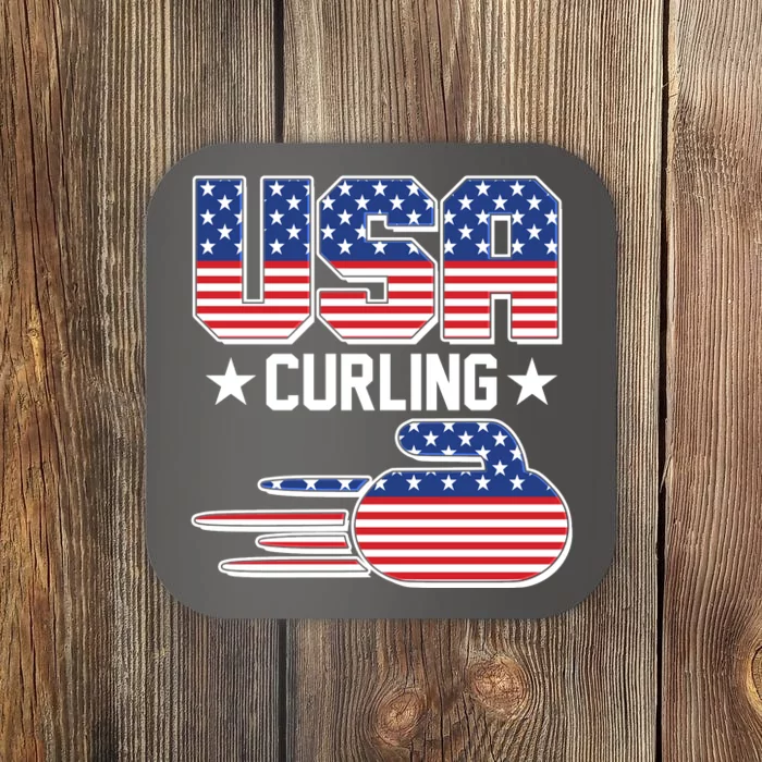 Cool Team USA Curling Flag Logo Sports Fan Coaster