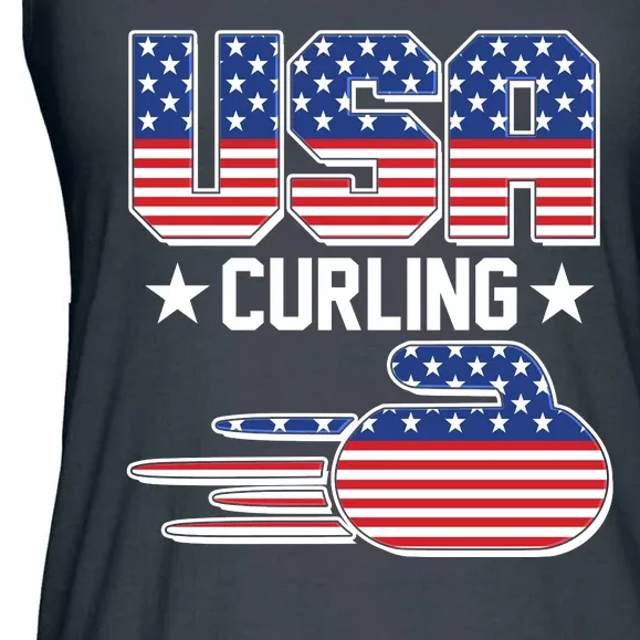 Cool Team USA Curling Flag Logo Sports Fan Ladies Essential Flowy Tank