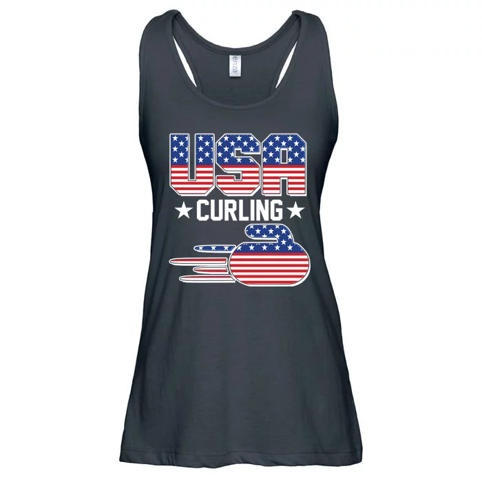 Cool Team USA Curling Flag Logo Sports Fan Ladies Essential Flowy Tank