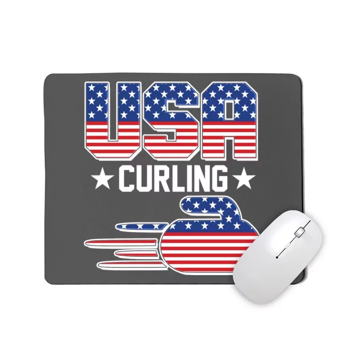 Cool Team USA Curling Flag Logo Sports Fan Mousepad