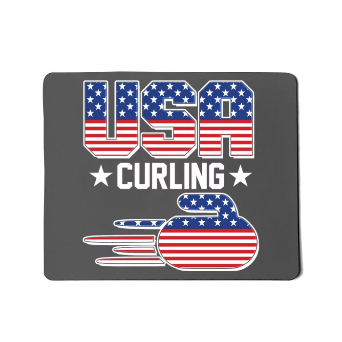 Cool Team USA Curling Flag Logo Sports Fan Mousepad