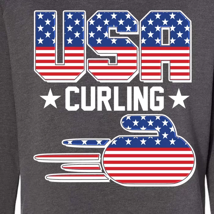 Cool Team USA Curling Flag Logo Sports Fan Womens California Wash Sweatshirt