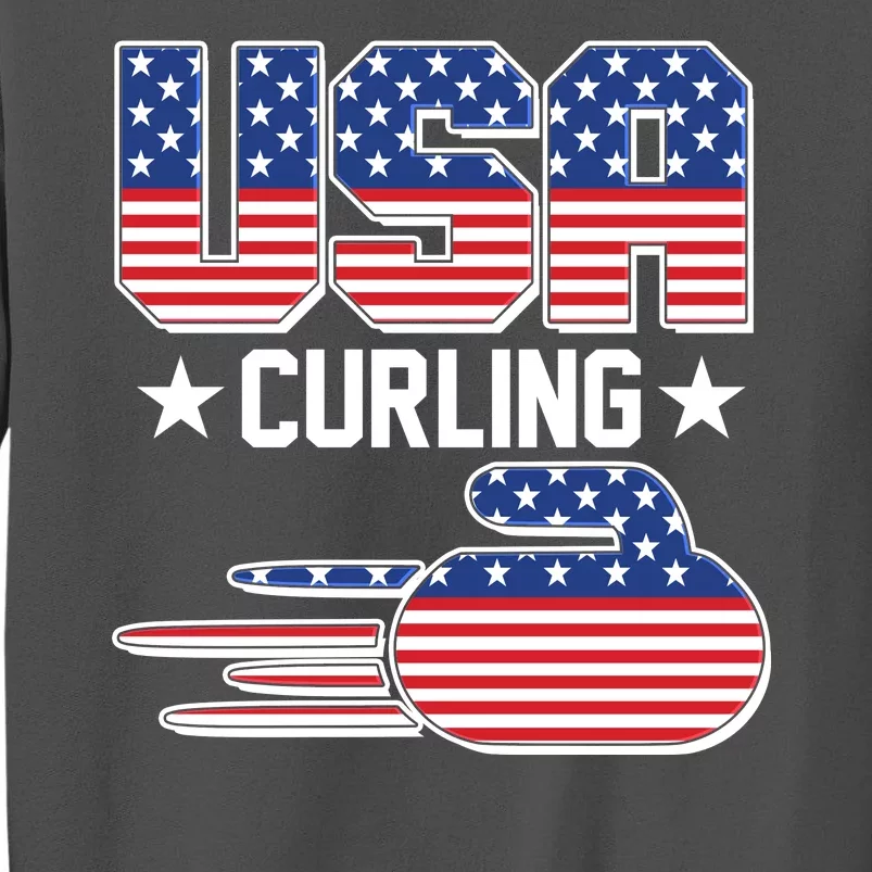 Cool Team USA Curling Flag Logo Sports Fan Tall Sweatshirt