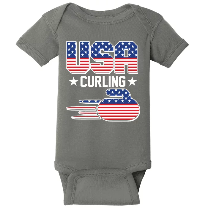 Cool Team USA Curling Flag Logo Sports Fan Baby Bodysuit