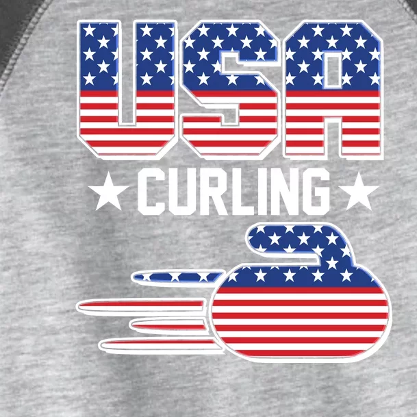 Cool Team USA Curling Flag Logo Sports Fan Toddler Fine Jersey T-Shirt