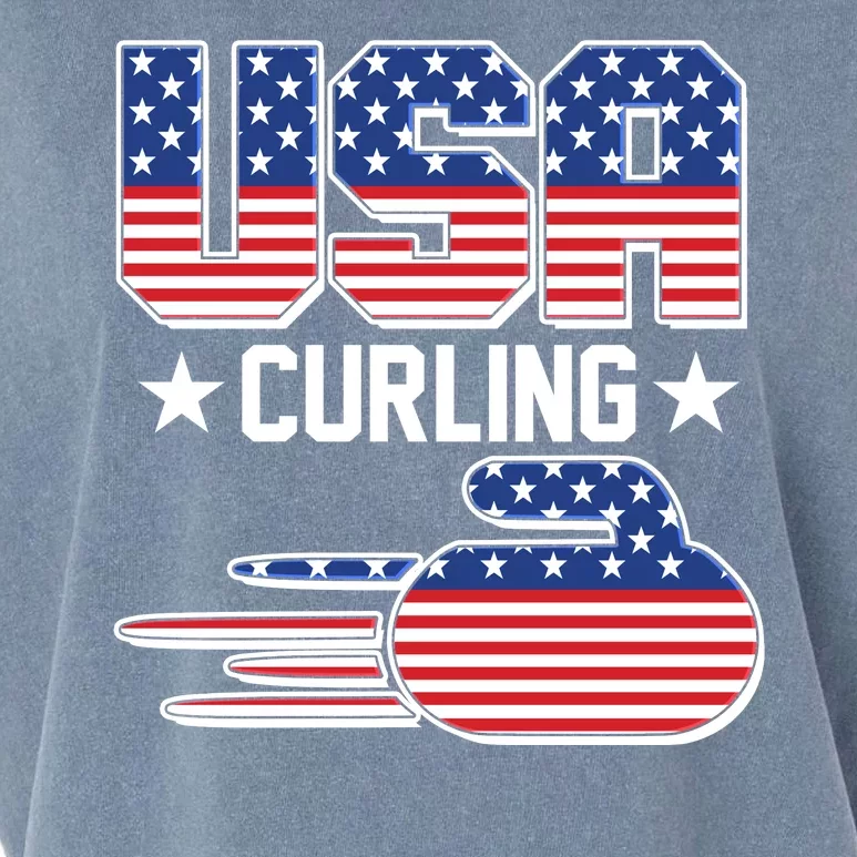 Cool Team USA Curling Flag Logo Sports Fan Garment-Dyed Women's Muscle Tee