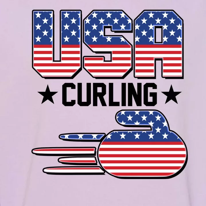 Cool Team USA Curling Flag Logo Sports Fan Garment-Dyed Sweatshirt