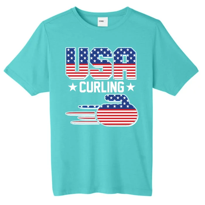 Cool Team USA Curling Flag Logo Sports Fan ChromaSoft Performance T-Shirt