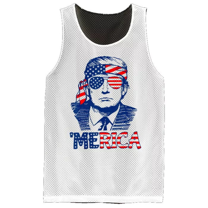 Cool Trump US American Flag Happy 4th Of July Funny Merica Mesh Reversible Basketball Jersey Tank