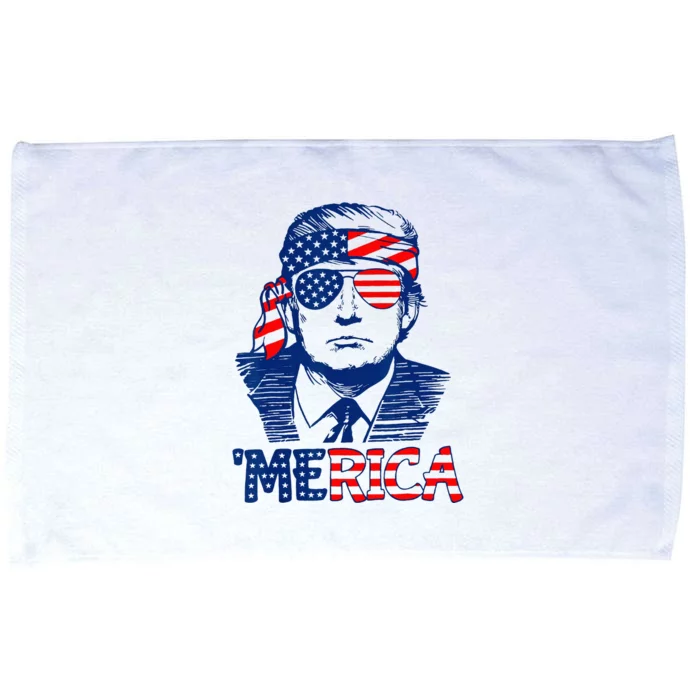 Cool Trump US American Flag Happy 4th Of July Funny Merica Microfiber Hand Towel