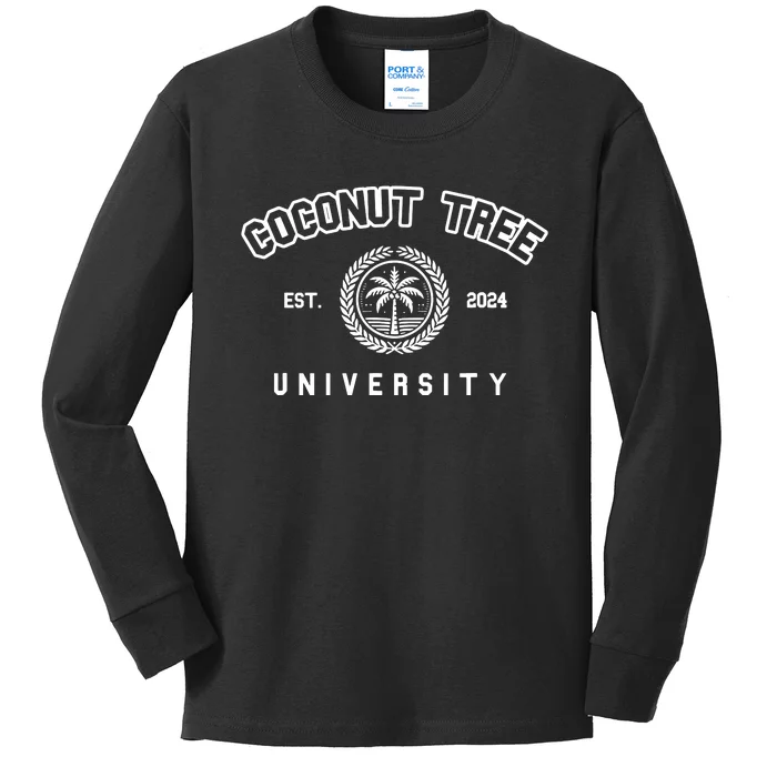 Coconut Tree University Coconut Tree Kamala Harris Meme Kids Long Sleeve Shirt