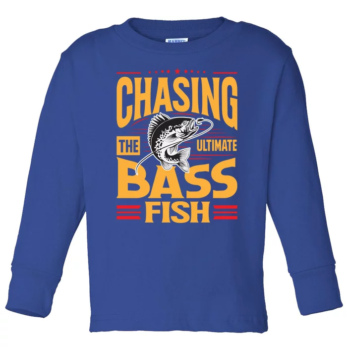 Chasing The Ultimate Bass Fish Funny Gift Toddler Long Sleeve Shirt