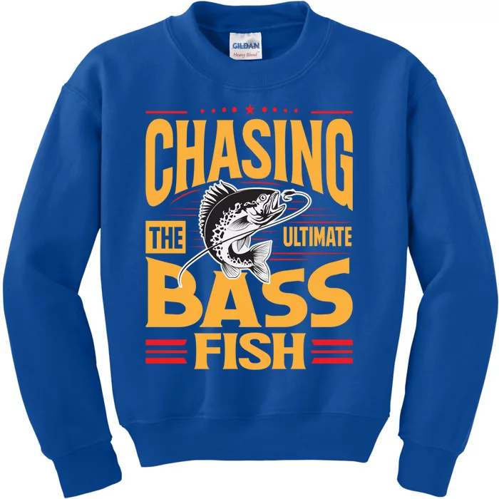 Chasing The Ultimate Bass Fish Funny Gift Kids Sweatshirt